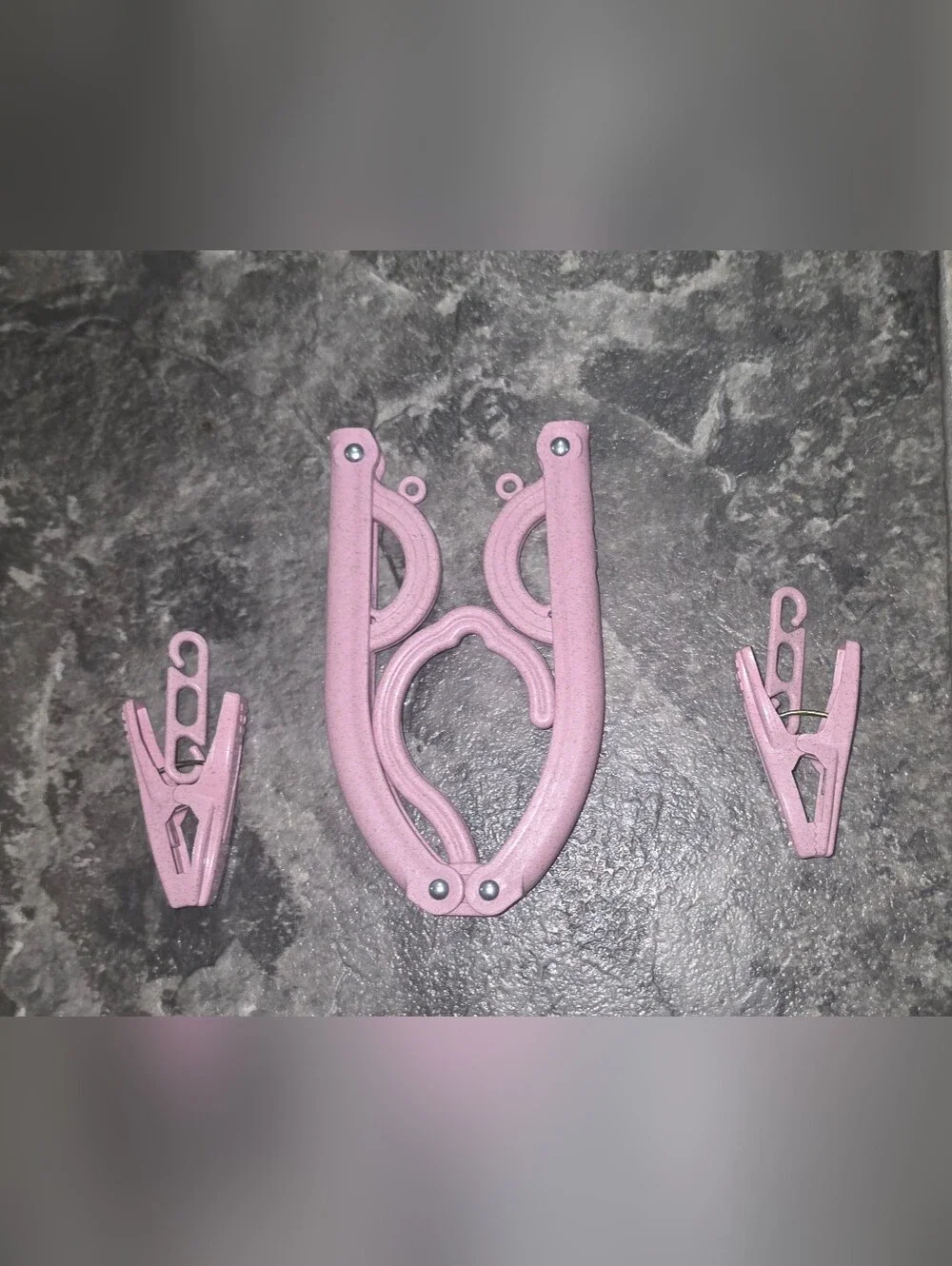 Travel Foldable Pink Plastic Hanger with Clips BNIB